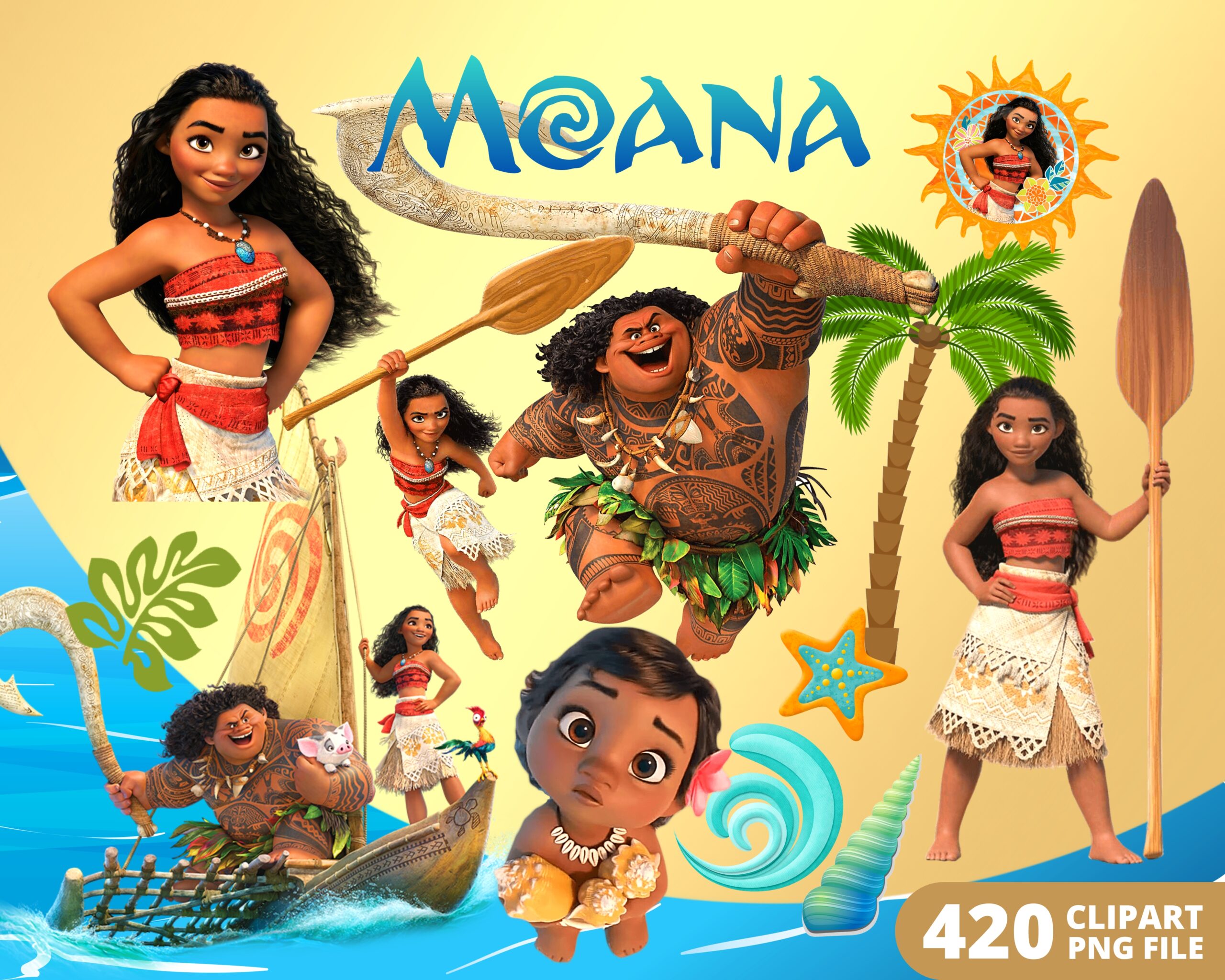 Moana Disney Princess Digital paper Scrapbooking - Party and Craft Supply